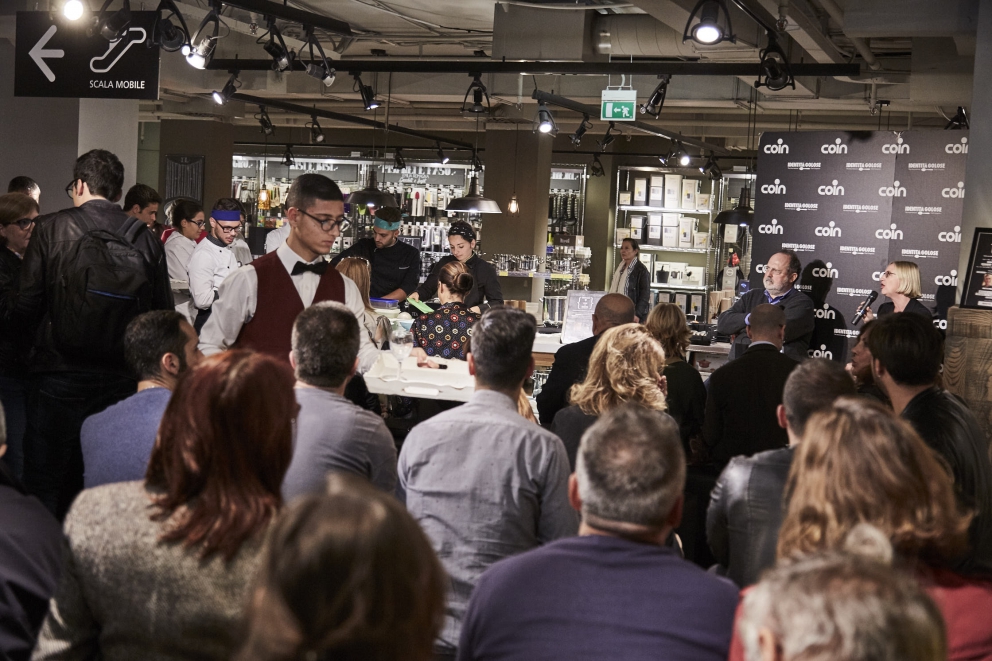 Photogallery






BARI. A curious audience in the Coin store in Via Noicattaro, inside shopping centre Casamassima









BARI. The speakers with Paolo Marchi were Felice Sgarra (in the photo), chef at restaurant Umami in Andria and Vincenzo Del Monaco of Bottega del Monaco in Grottagle (Taranto)









BARI. Felice Sgarra cooked a Cream of black chickpeas from Murgia with red prawn from Gallipoli and raspberry









BERGAMO. Three pillars from the Cerea family spoke at Coin: next to Paolo Marchi, there’s signora Bruna and her children Rossella and Chicco









BERGAMO. Chicco Cerea prepared a...









BERGAMO. ...Chestnut polenta with spicy tomato and pecorino









CATANIA. In Catania, the event took place on the third floor of Spazio Cargo Etc. inside Coin in Via Etnea 116/124 with Corrado Assenza of Caffè Sicilia in Noto, Paolo Marchi and Bianca Celano of restaurant QQucina in Catania









CATANIA. Bianca Celano









Grilled octopus on emulsion of hazelnuts from Etna, beetroot gnocchetti with Mielarò, wild fennel and sea urchin sauce by Bianca Celano









CATANIA. Corrado Assenza, Bianca Celano and Paolo Marchi









NAPLES. This was the dish presented at Coin Napoli on the 4th floor of Spazio Cargo Etc., in Via Scarlatti 90/98. It’s a soup with eight beans, sconcigli and porcini by Marianna Vitale of restaurant Sud in Quarto (Naples)









NAPLES. With Marianna Vitale and Paolo Marchi – in the middle – there’s Elisabetta Moro (second to the right), professor of Cultural Anthropology and co-director at Medeat Research, the Centre for Social Researches on the Mediterranean Diet at Università degli studi Suor Orsola in Naples









NAPLES. Marchi, Vitale, Moro






