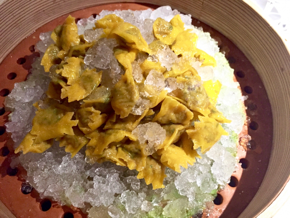 Photogallery






Enrico Crippa, Piazza Duomo, Alba (Cuneo)

Prawn and radicchio from Treviso cocktail – It’s a take on prawn cocktail with radicchio from Treviso first vacuum cooked and then opened as if it were a water lily. The prawn is seasoned with smoked pancetta cooking water. Then prawn bisque and a drop of shiso vinegar. Hence the classic dish acquires a new dimension, seasoned with choron sauce, which is basically a Béarnaise sauce with tomato






