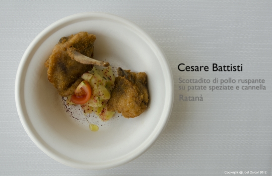 Galleria fotograficaPaolo Casanova, chef padrone di casa del Dopolavoro
Sullo sfondo, il nippo-brasiliano Roberto Okabe, protagonista con i maki in versione rubitt
La Lingua cotta in due modi di Eugenio Roncoroni e Beniamino Nespor del ristorante Al MercatoProve generali della Brass Jazz Band
L'Anguria con quartirolo e menta di Alice Delcourt, chef dell'Erba BruscaDegustazione di rubitt
Acqua Panna e S.Pellegrino e Birra Moretti, sponsor della maratona insieme a Lavazza, Inoxpi&ugrave;, San Bitter e Macelleria Annunciata
Cesare Battisti, il "padre" dei rubitt: al Ratan&agrave;, Battisti propone da sempre le "piccole cose di pregio" all'ora dell'aperitivo
&nbsp;Il Panino con lampredotto in due bocconi: il rubitt &egrave; a firma Roncoroni&Nespor
La Tartare di vitello sanato con bottarga, uova di trota e topinambur croccante di Cesare Battisti. La splendida carne &egrave; della Macelleria Annunciata di Milano
Maratona a suon di jazz
La Frittura di schie su polentina mediterranea di Paolo Casanova
Uno dei tre dolci rubitt del pasticciere Luca De Santi: il Biscotto bretone croccante con albicocca marinata al lime e cremoso allo yogurt. De Santi ha anche firmato la merenda del pomeriggio con biscotti e gelatine.
La lavagna del Dopolavoro con il Menu Rubitt
Un'esterna dell'HangarBicocca
Maki Selection by Roberto Okabe e Gustavo YoungI cooking show svolti durante la maratona: ogni chef ha spiegato segreti e passaggi di ciascuna sua piccola creazioneLe Uova in salamoia di Roncori e Nespor
&nbsp;