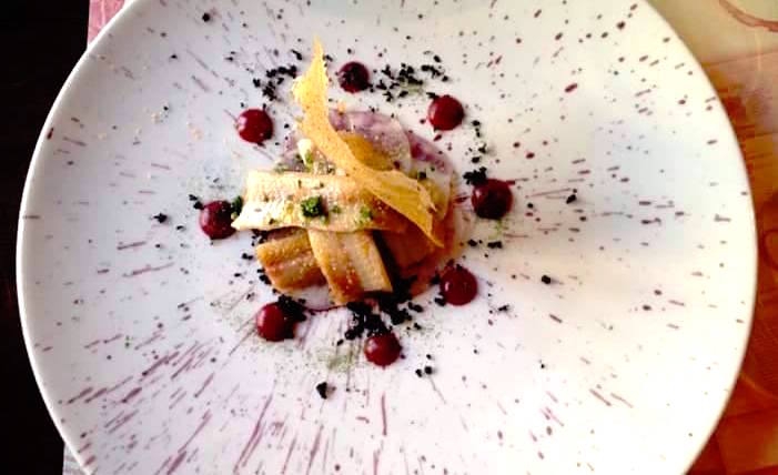 Photogallery






Mario Cornali, Collina, Almenno San Bartolomeo (Bergamo)

Stewed snails from Almenno, fumet of powdered corn from Prato – This dish is the consequence of the meeting with Andrea Togni, a young snail breeder from Almenno. I was inspired by the fact that I had an organic snail farm only two kilometres from home









Antonio Cuomo, Hostaria del Relais San Lorenzo, Bergamo

Dreaming… Cesar salad – We’ve rebuilt a great classic by changing all its textures, with water of Parmigiano, iceberg salad ice cream and confit tomato mousse









Giuliano Pellegrini, Lio Pellegrini, Bergamo

Salad with tripe, tuna, fried polenta, cucumber and white beans from Soragna – Tripe is a dish I wanted to change because I always had a good memory of it. My grandmother Alice made an excellent tripe stew...









Antonio Borruso, Umami, Bormio (Sondrio)

Neve al sole [Snow in the sun] – A dessert uniting saffron, litchi and a white chocolate mousse









Enrico and Roberto Cerea, Da Vittorio, Brusaporto (Bergamo)

Steamed king crab with hazelnut praliné and bottarga – An intriguing and delicious dish, where the white and reddish meat, firm and as sweet as honey, is finely matched by the sapidity of bottarga, much rougher and stronger. All this paired with the fattiness and crispiness of the best hazelnut in the world, the tonda gentile from Cortemilia









Nadia and Giovanni Santini, Dal Pescatore, Canneto sull'Oglio (Mantua)

Mountain potato cream with poached eggs, tuna bottarga, asetra royal caviar and capers – A great dish from Dal Pescatore’s tradition yet conceived and prepared by the new generation in the kitchen, that is to say by Giovanni Santini – photo by Culinaire Saisonnier-Dirk Kerstens









Enrico Bartolini, Devero, Cavenago di Brianza (Monza Brianza)

Risotto Arlecchino – Sauce below, rice on top. A return to the Baroque with a modern interpretation









Daniel Facen, Anteprima, Chiuduno (Bergamo)

Tuna salad with sour egg, purple potatoes and olive oil – It’s like a Salad Niçoise in which the tuna is seared and then cooled in water and ice. The purple potatoes have different textures, in pieces, as a small purée and dehydrated. The tomatoes are confit, the French beans are cooked with ultrasounds, the egg in vinegar and the oil is in a sugar capsule, with anchovies from the Cantabrian Sea









Davide Oldani, D’O, Cornaredo (Milano)

Milanese style apple marrow – Because it represents the tradition of a Milanese “dish” but with the lightness of good modern cooking









Stefano Cerveni, Due Colombe, Corte Franca (Brescia)

Warm spaghetti, scampi, sweet paprika and Calvisius Tradition caviar – Luxury and flavour in a dish full of careful simplicity. The service temperature at 40°C enhances the aromas of and the pleasure to the highest level









Fabio Abbattista, Leone Felice de L'Albereta, Erbusco (Brescia)

Lavarello alla mugnaia, tofeee di cavolfiore e calamondino - This dish is today the most explicit declaration of my cuisine: after 2 years discovering the territory of Franciacorta and thanks to the special relationship developed with <strong>Ferdinando Soardi</strong>, a fisherman in Monte Isola, I chose to give voice to the extraordinary freshwater fish, in this case lavaret









Silvio Salmoiraghi, Acquerello, Fagnano Olona (Varese)

Stewed sturgeon – We love this dish made with sturgeon because it represents the use of freshwater fish in Italy. It’s a version of the sturgeon prepared in Ferrara









Riccardo Camanini, Lido 84, Gardone Riviera (Brescia)

Double buttons with ricotta, anchovies, lemon and turnips – This dish appeared in the menu two weeks ago: it is minimalistic, simple, clean. It offers the classic flavour of ricotta, lemon and anchovies but doesn’t play only with the roundness because it includes the “crispiness” of the turnips. These vegetables, by nature, have irregular fibres; this irregularity can thus be sensed when chewing, and it’s unusual. It’s a double button because it has one slice of turnip below and one on top, and in between there’s the button which is visible – between the translucent slices of turnip – and ready to burst in the mouth









Stefano Baiocco, Villa Feltrinelli, Gargnano (Brescia)

Piglet from Orvieto "alla diavola" – With a cream of wild herbs. The palate is intrigued by the fat and acid notes, the bitter leaves and the spicy touches, the soft and crispy parts...









Fabrizio Ferrari, Al Porticciolo 84, Lecco

Pache Felicetti, grilled scarpette, armoricaine sauce, puntarelle, dried sweet potato and powdered tarragon – Fireworks for the palate lasting all year long!









Alberto Buratti, Koinè, Legnano (Milan)

Rice spaghetti in cagnone – A local classic, cagnone becomes the seasoning for homemade rice spaghetti









Marco Ambrosino, 28 Posti, Milan

Chiajozza – Squilla mantis, oil aromatised with maritime pine tree, sea urchin ice cream, cabbage. A symbol of my origins (Chiajozza is the bay in Procida where I was born)






