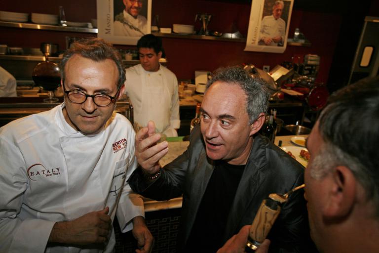 Un ospite d?eccezione a Eataly in occasione di Identità New York: Ferran Adrià, qui accanto a Massimo Bottura