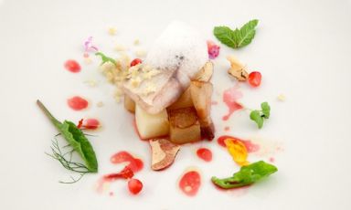 Blue, pork and fruit, the savoury dish by Simone N