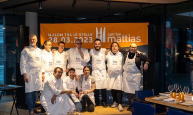 Alcuni dei tanti protagonisti della sesta edizione di Sunrise Mattias, in memoria dello chef livignese Mattias Peri, scomparso prematuramente nell'agosto del 2015
