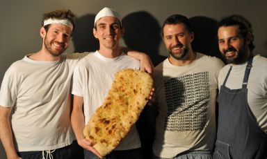 Riccardo Amodeo, Matteo Grasso, Andrea Chittaro e Francesco Sponza di Spaccio Pani, bakery in via del Lazzaretto Vecchio 10, a Trieste
