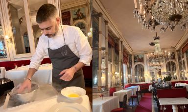 Matteo Baronetto e la Sala Risorgimento del ristorante Del Cambio di piazza Carignano a Torino. Il corso attuale salpò nell'aprile 2014
