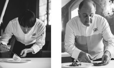 Il coreano Choi Cheolhyeok e Silvio Salmoiraghi, dal 2010 co-proprietari e chef del ristorante Acquerello di Fagnano Olona (Varese). (le foto sono tratte da ristoranteacquerello.com)
