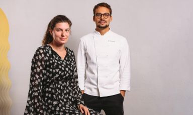 Martina Bacci di Capaci e Matteo Morbini di Olio su Tavola, in via del Battistero 38 a Lucca
