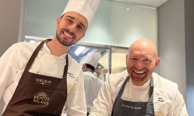 Edoardo Traverso e Alfio Ghezzi, rispettivamente executive chef di Identit&agrave; Golose Milano&nbsp;e chef di Senso a Rovereto (Trento) e all'Eala di Limone sul Garda (Brescia)
