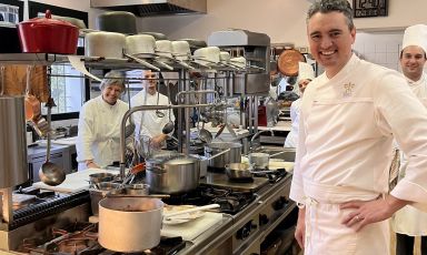 Nadia e Giovanni Santini, generazioni accanto nella cucina di Dal Pescatore, in località Runate, Canneto sull'Oglio (Mantova)
