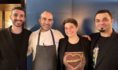 Antonio Serrao, Carlo Spina, Diana Dellagrottella e Alfredo Raucci, pilastri di sala e cucina al ristorante Veritas di Napoli, patron Stefano Giancotti
