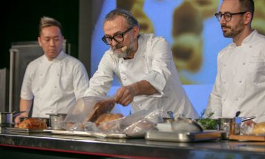 Massimo Bottura questa mattina in Auditorium. Ai l