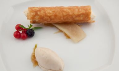 Rolling Beer di Simone Nebbia, sous chef del ristorante S'Apposentu di Siddi. Il giovane cuoco sardo si è distinto nella finale del Premio Birra Moretti Grand Cru 2013 con la menzione speciale del menu che meglio ha saputo valorizzare la birra, in abbinamento e come ingrediente