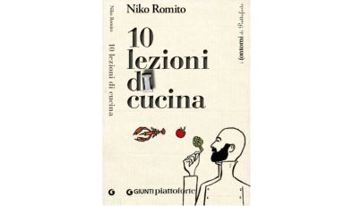 La copertina di "10 lezioni di cucina" di Niko Romito (Giunti-piattoforte, collana diretta da Marco Bolasco, 128 pagine, 10 euro). Scritto con la giornalista Laura Lazzaroni, il volume riassume con efficacia e originalità il pensiero del cuoco e imprenditore abruzzese, 3 stelle Michelin a Reale Casadonna, Castel di Sangro (L'Aquila) e regista di Spazio a Rivisondoli e Roma