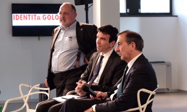 Paolo Marchi, minister Maurizio Martina and the ex Expo commissary Giuseppe Sala at yesterday’s meeting organised by Identità Golose. They discussed the state of the restaurant industry in Milan, one year after the World Fair