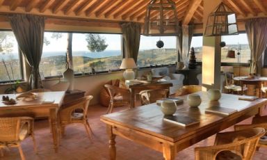 Restaurant Il Sale&rsquo;s dining room, with scenic view, inside Relais Poggio ai Santi inSan Vincenzo (Livorno), tel. +39.0565.798015. This is the new home to Timothy Magee, the American ex chef at Le Nuvole, a small bistro in Suvereto. He returned to his beloved Tuscany after a fruitful six-months experience at Ren&egrave; Redzepi&rsquo;s Noma