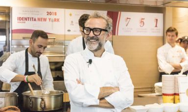 Massimo Bottura, 56 last September 30th, at Eataly Flatiron’s Scuola (photo from Brambilla/Serrani)
