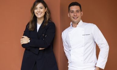 Francesca Ricci e Giorgio Pignagnoli, rispettivamente restaurant manager e chef del Nove a Villa della Pergola, ad Alassio (Savona)
