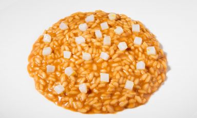 Riso Buono, ristretto di granchi e calamaro
