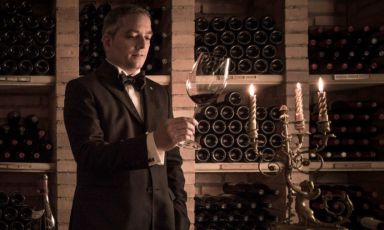 Marco Reitano nella cantina de La Pergola, il ristorante gastronomico dell'hotel Rome Cavalieri a Roma
