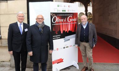 Da sinistra, tre degli organizzatori di "Oltre i Gesti": Mario Cucci dell'agenzia Mediavalue, Claudio Sadler presidente de Le Soste, Luigi Franchi direttore di Sala&Cucina (tutte le foto di Paolo Picciotto)
