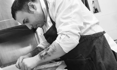 Gennaro Oliviero at work in the kitchen of his restaurant, Toca, in Helsinki

