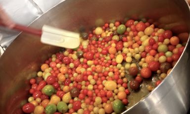 Sara Jenkins used a thousand cherry tomatoes during her lecture at Identità New York: "Those who don’t understand tomatoes, will never understand Italian cuisine". She’s perfectly right. Interesting fact: Sara produces extra virgin olive oil, from the leccino cultivar, in Cortona, Tuscany