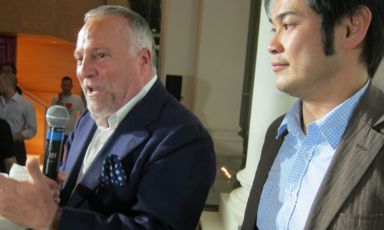 Da sinistra, il padrone di casa Antonello Colonna e il cuoco giapponese Kodaro Noda