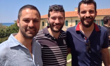 Three of the four new members of the Italian section of the Jeunes Restaurateurs d'Europe: left to right Alessandro Dal Degan, Giuseppe Iannotti and Piergiorgio Siviero