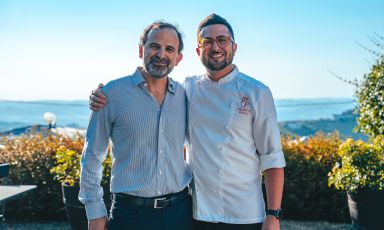 Federico Gallo, chef dal 2016 della Locanda del Pilone, con patron Achille Boroli
