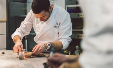 Chef Andrea Camastra, born in 1980 in Monopoli, Apulia, one Michelin star at restaurant Senses in Warsaw
