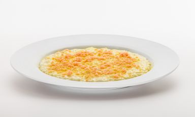 Risotto con ricotta, limone e salmone affumicato di Angelo Sabatelli, ristorante omonimo di Putignano (Bari)
