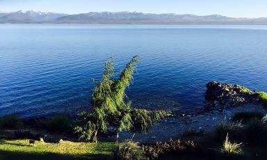 Un’immagine in piena estate australe, quindi dicembre, del lago Nahuel Huapi in cui si specchia San Carlos de Bariloche, per tutti più semplicemente Bariloche, splendida località sciistica argentina ai piedi delle Ande.
