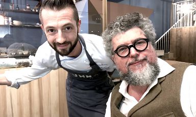 Beniamino Bilali con il gastronomo e critico Andrea Grignaffini al termine di una straordinaria degustazione a Pummà Milano
