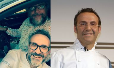 Massimo Bottura in the car with Andrea Grignaffini – chef and food expert share a passion for speed – and at the first participation in Identità Golose in the winter of 2006 in Milan. Since then, the chef from Modena has always returned 