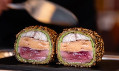Pâté en croûte con piccione di Mont Royal, fegato grasso d'oca, anguilla affumicata e jus corsé: una piatto straordinario al Bozar, una stella Michelin a Bruxelles, chef Karen Torosyan
