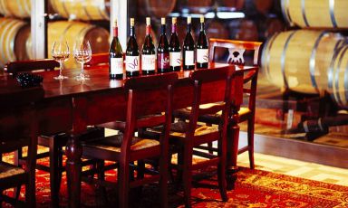 Perfectly lined up, Braida’s wines are ready for the tasting 
