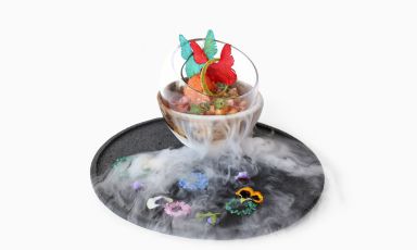 Ceviche vampiro con sangrita by Martha Ortiz, restaurant Dulce Patria in Mexico City
