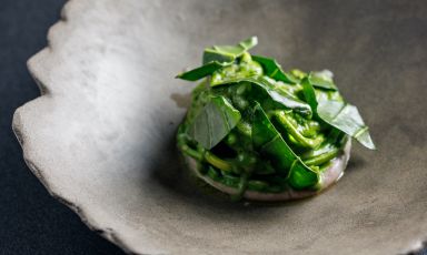 Chitarra, bieta e sorgo, un piatto che ci ha conquistati, al Bistrot64 di Roma
