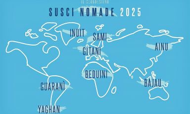 Una cartina del mondo e l'indicazione degli otto popoli nomadi dai quali Moreno Cedroni e Luca Abbadir han tratto ispirazione per il loro menu Sushi Nomade, a Il Clandestino di Portonovo (Ancona). Tutte le foto seguenti sono di Brambilla-Serrani, salvo diversa indicazione
