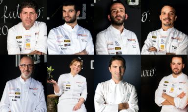 Gli otto protagonisti delle lezioni di "L'Italia al Basque Culinary Center”, l'evento previsto oggi, mercoledì 23 novembre 2023, al centro di ricerca gastronomica a San Sebastian, in collaborazione con Identità Golose
