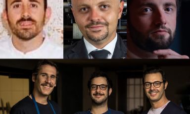 Si nuovi protagonisti di Identità Milano 2021. In alto, da sinistra, Davide Di Fabio, Vincenzo Donatiello, Alberto Quadrio. In basso, Francesco Capuzzo Dolcetta, Guglielmo Chiarapini e Mario Sansone di Marzapane (Roma)
