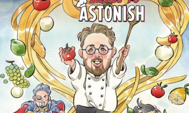 Dettaglio della copertina (con Tomei) di&nbsp;Spider-Man: Meals to Astonish &ndash; Cucina Da Eroi
