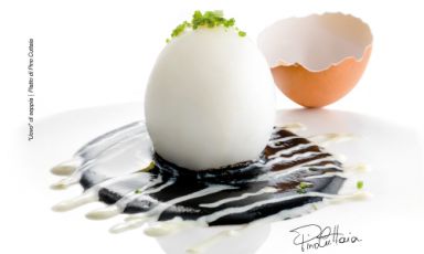 Squid egg by Pino Cuttaia, chef at La Madia in Licata (Agrigento), is the emblem of the tenth edition of Identità Milano, from February 9th to February 11th 2014