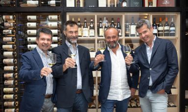 Da sinistra: Massimo Cassamagnaga, Alberto Cristofori, Federico Pedrazzi, Fabrizio Cimiotta di Wine Tip
