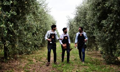 Da sinistra, i tre cugini aretini Leonardo Del Mecio, Stefano Del Mecio e Tommaso Picchioni
