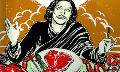 A detail of the cover of "The Ten (Food) Commandments" by Jay Rayner, restaurant critic and food-writer from London, a sarcastic journey through the obsessions of food modernity. The book (160 pages) was originally published by Penguin. The Italian edition was published by EDT. You can buy it online at a discount (11.48 euros instead of 13.50)
 
