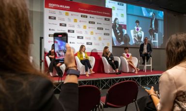 Il palco di Identità di Sala durante la sedicesima edizione di Identità Milano. Federico De Cesare Viola ha moderato la giornata (tutte le foto sono di Brambilla Serrani)
