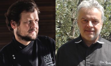 Joao Rodrigues del ristorante Feitoria di Lisbona e  Giuseppe Ricchebuono del Vescovado di Noli (Savona). Cucineranno insieme nell'indirizzo di quest'ultimo venerdì 18 maggio, 8 portate a 120 euro vini inclusi, prenotazioni +39.019.7499059
