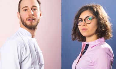 Alessandro Garlando e Federica Caretta, rispettivamente chef e titolare di Insieme a Milano, nel ritratto di Andrea Fongo
