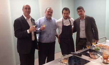 A preview of the 22nd edition of the Merano Wine Festival took place yesterday at Arte del Convivio-Convivium Lab in Milan. The festival will take place on November 9-11th 2013 (plus the 8th, if you also count Bio&dinamica). All details are available here. Left to right, Helmuth Köcher, founder and curator of the MWF, Paolo Marchi of Identità Golose and Alessandro Negrini and Nicola Dell'Agnolo, chef and sommelier at Aimo e Nadia